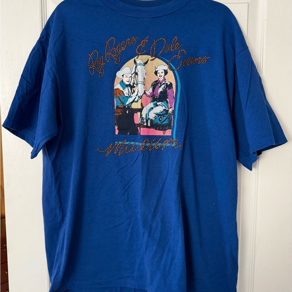 90s Vintage Roy Roger’s Blue Graphic Tee with Western Design